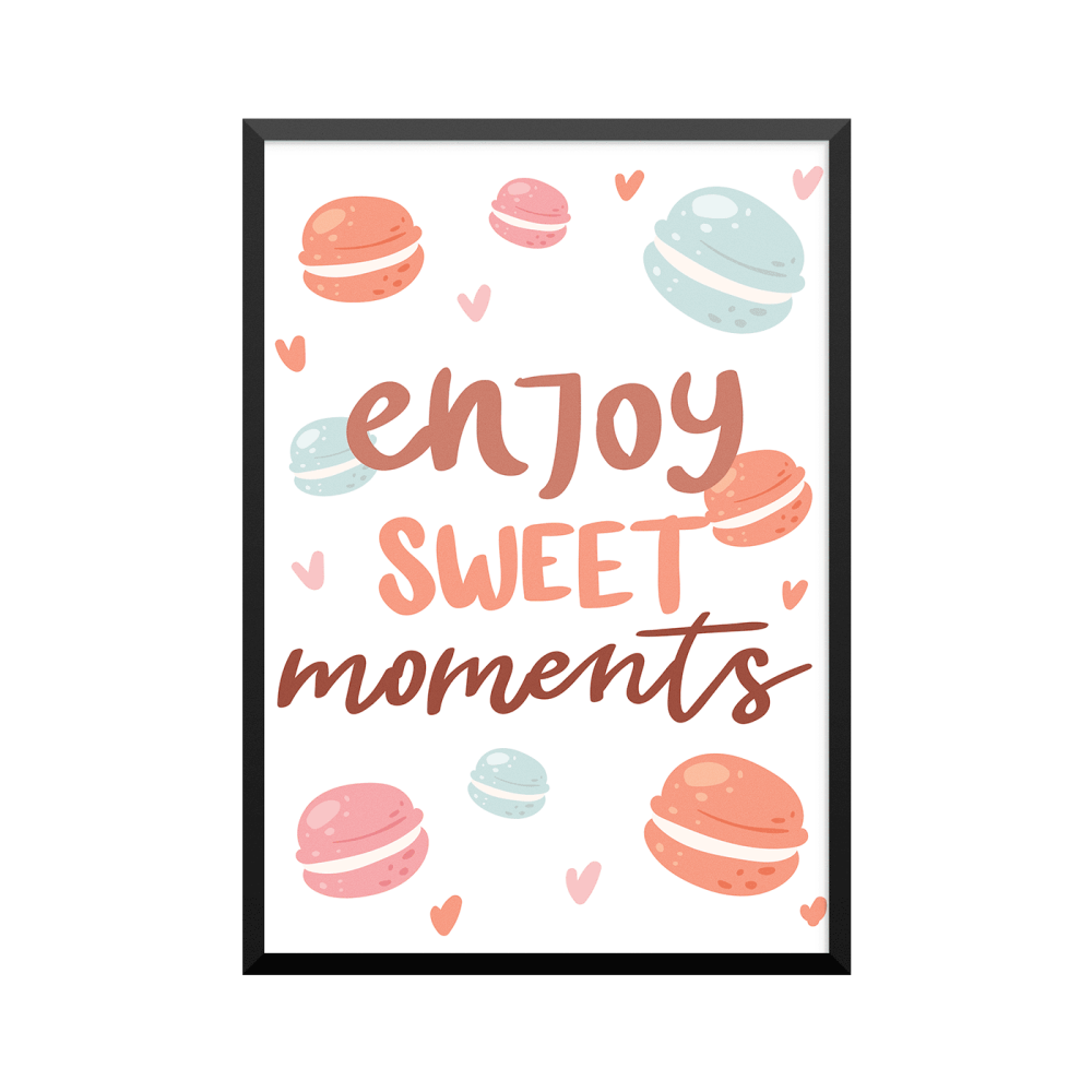 Plakat: Macarons  'Enjoy Sweet Moments'