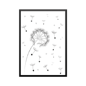 Plakat: Mælkebøtte, hjerter