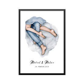 Plakat: Kærester i en seng,...