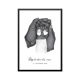 Plakat: Regnbuebarn, pige, regnbue og forældre, par, familie
