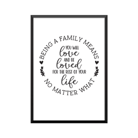 Plakat: 'BEING A FAMILY MEANS'