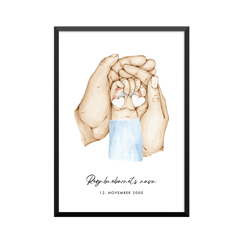 Plakat: Regnbuebarn, dreng, regnbue og forældre, par, familie
