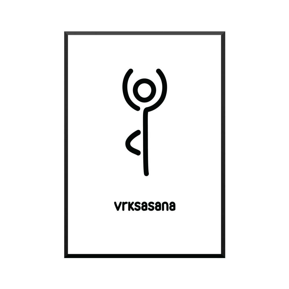 Plakat: Vrksasana, yoga, minimalistisk