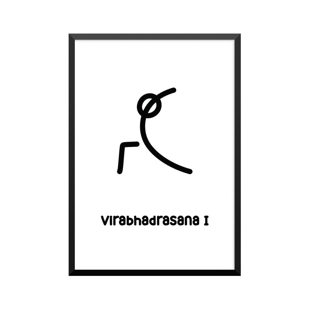 Plakat: Virabhadrasana I, yoga, minimalistisk