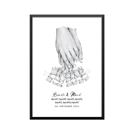 Plakat: 7 børn og par, ID armbånd, familie