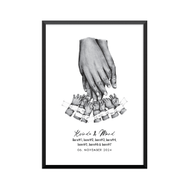 Plakat: 7 børn og par, ID armbånd, familie