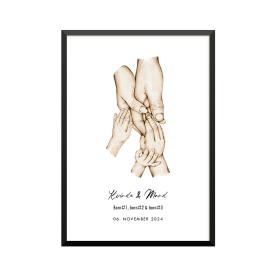 Plakat: 3 børn og par, familie