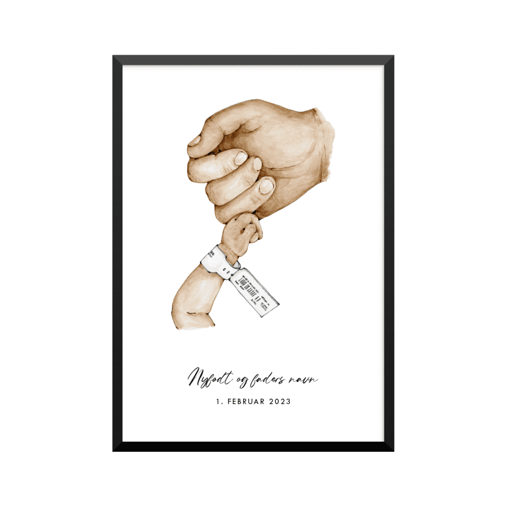 Plakat:  Nyfødt og fader, forælder, familie