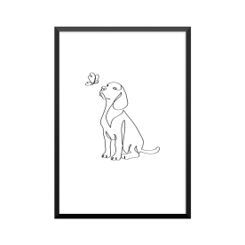 Plakat: Hund og sommerfugl,...