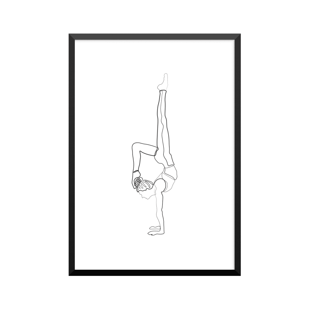 Plakat: Yoga, Adho Mukha Vrksasana, one line