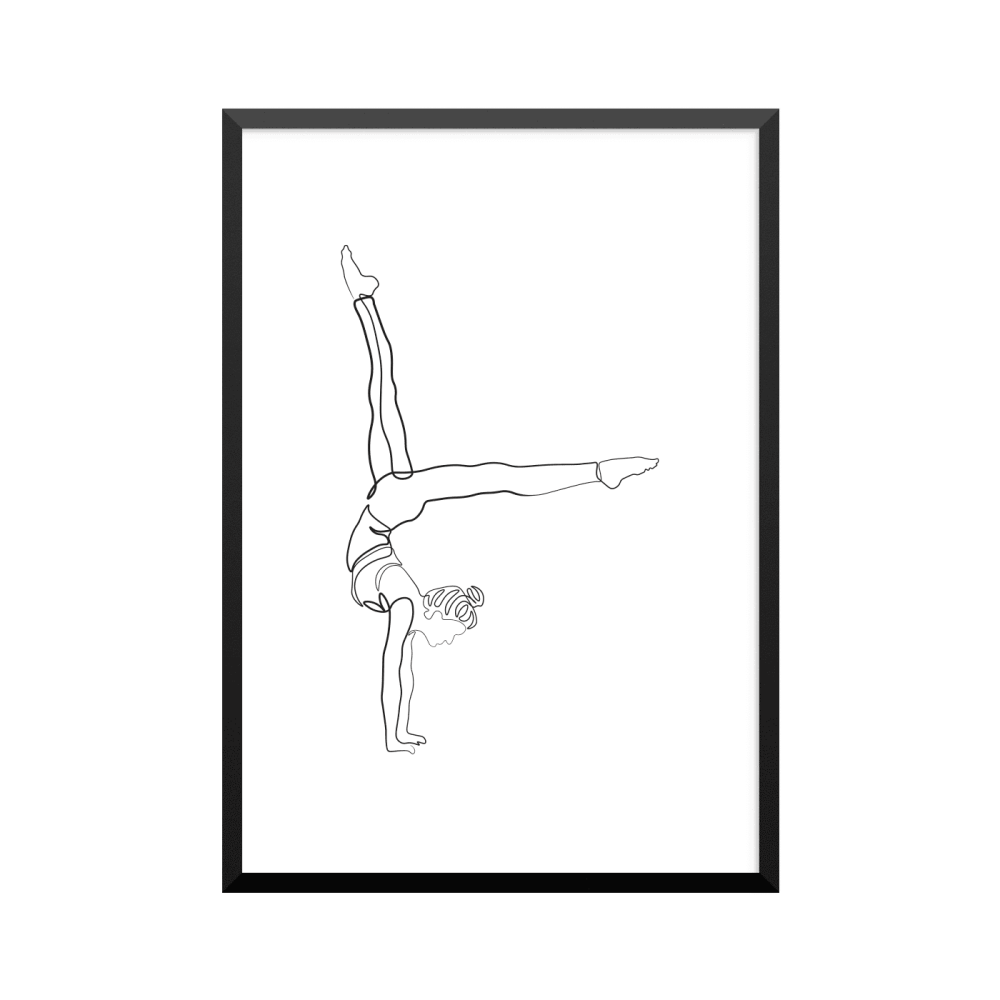 Plakat: Yoga, Eka Pada Adho Mukha Vrksasana, one line