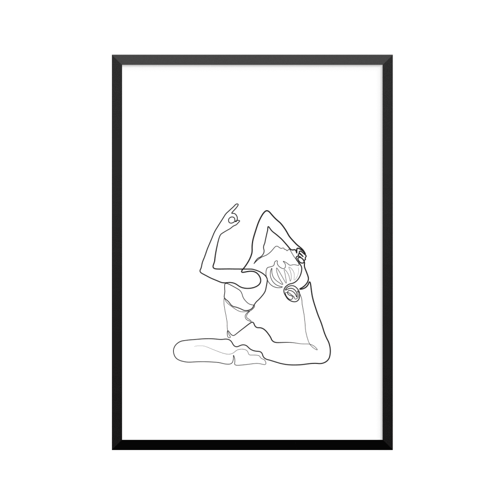 Plakat: Yoga, Rajakapotasana, one line
