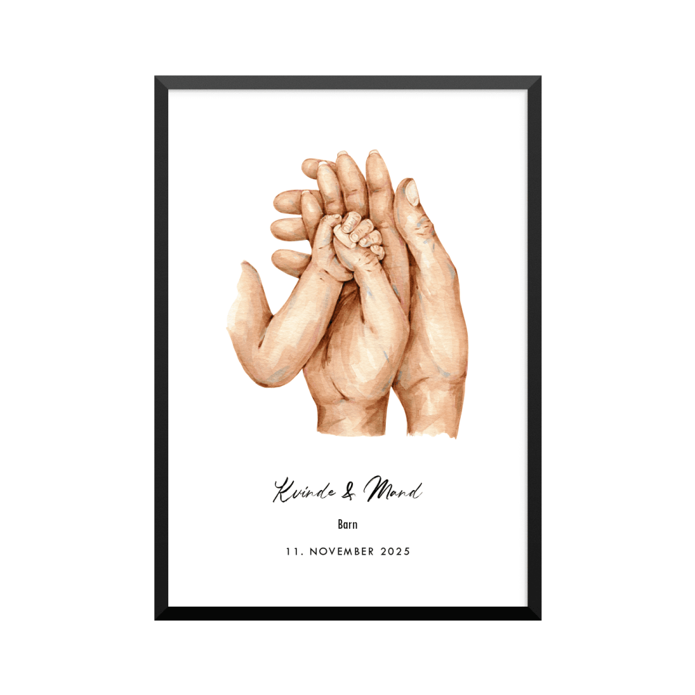Plakat: 1 barn og par, ny familie, familie
