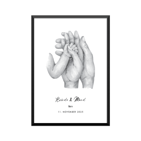 Plakat: 1 barn og par, ny familie, familie