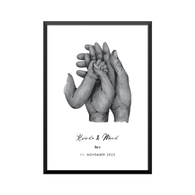 Plakat: 1 barn og par, ny familie, familie