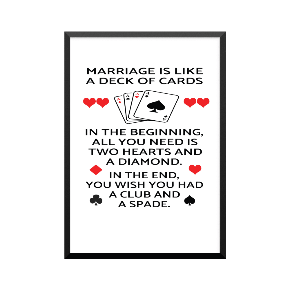Plakat: 'MARRIAGE IS LIKE A DECK OF CARDS'