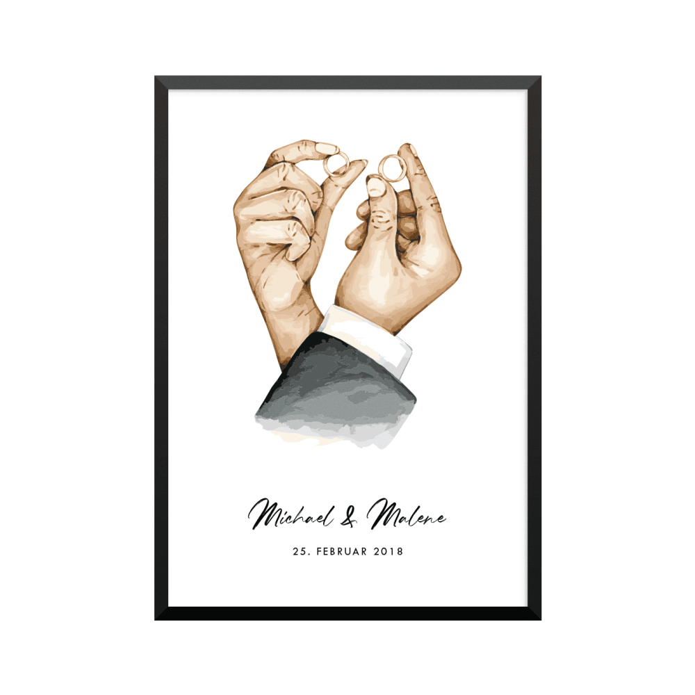 Plakat: Par viser ringe, par, familie