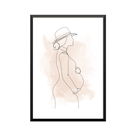 Plakat: Gravid kvinde, 02697, one line