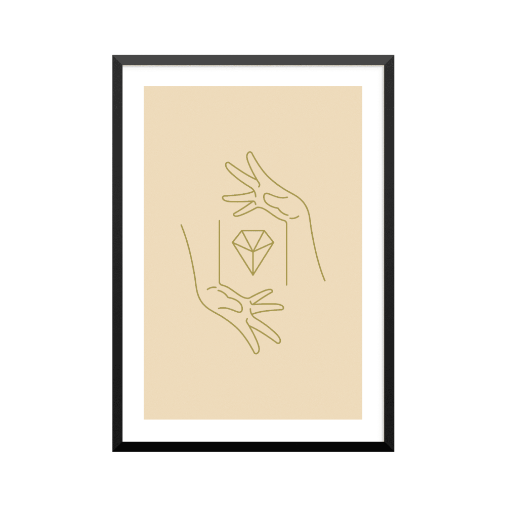 Plakat: Krydsede hænder med diamant, yoga