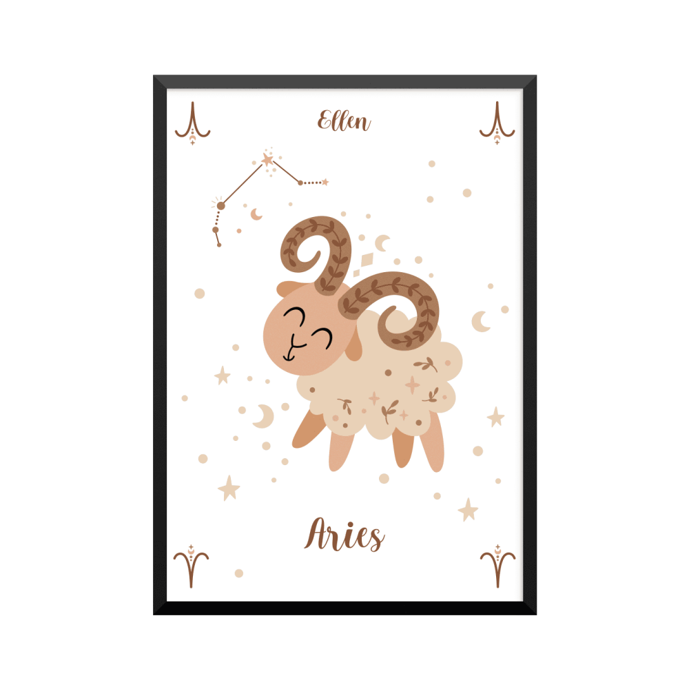 Plakat: Stjernetegn 01, Aries, børn, engelsk