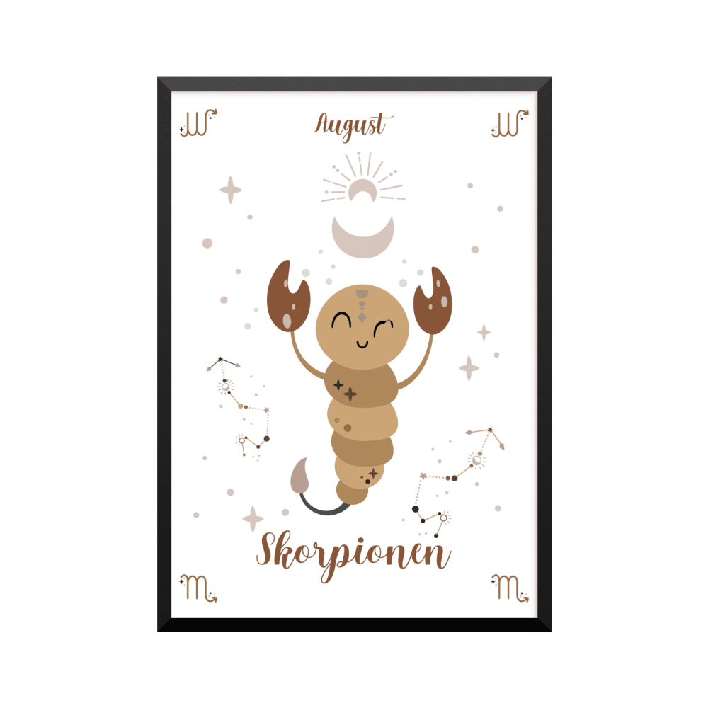 Plakat: Stjernetegn 08, Skorpionen, børn, dansk