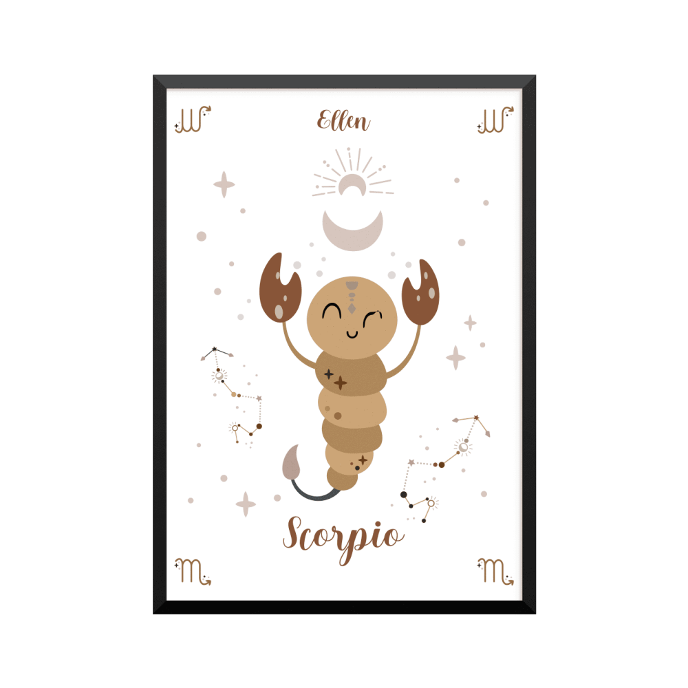 Plakat: Stjernetegn 08, Scorpio, børn, engelsk