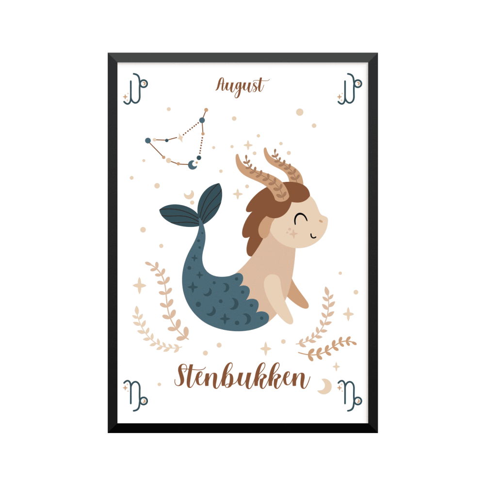 Plakat: Stjernetegn 10, Stenbukken, børn, dansk