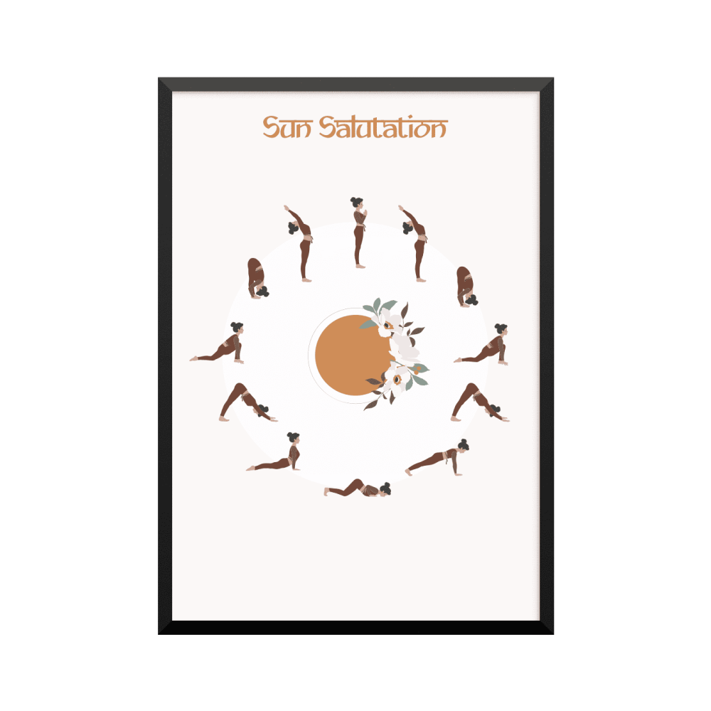 Plakat: Sun Salutation, yoga, engelsk