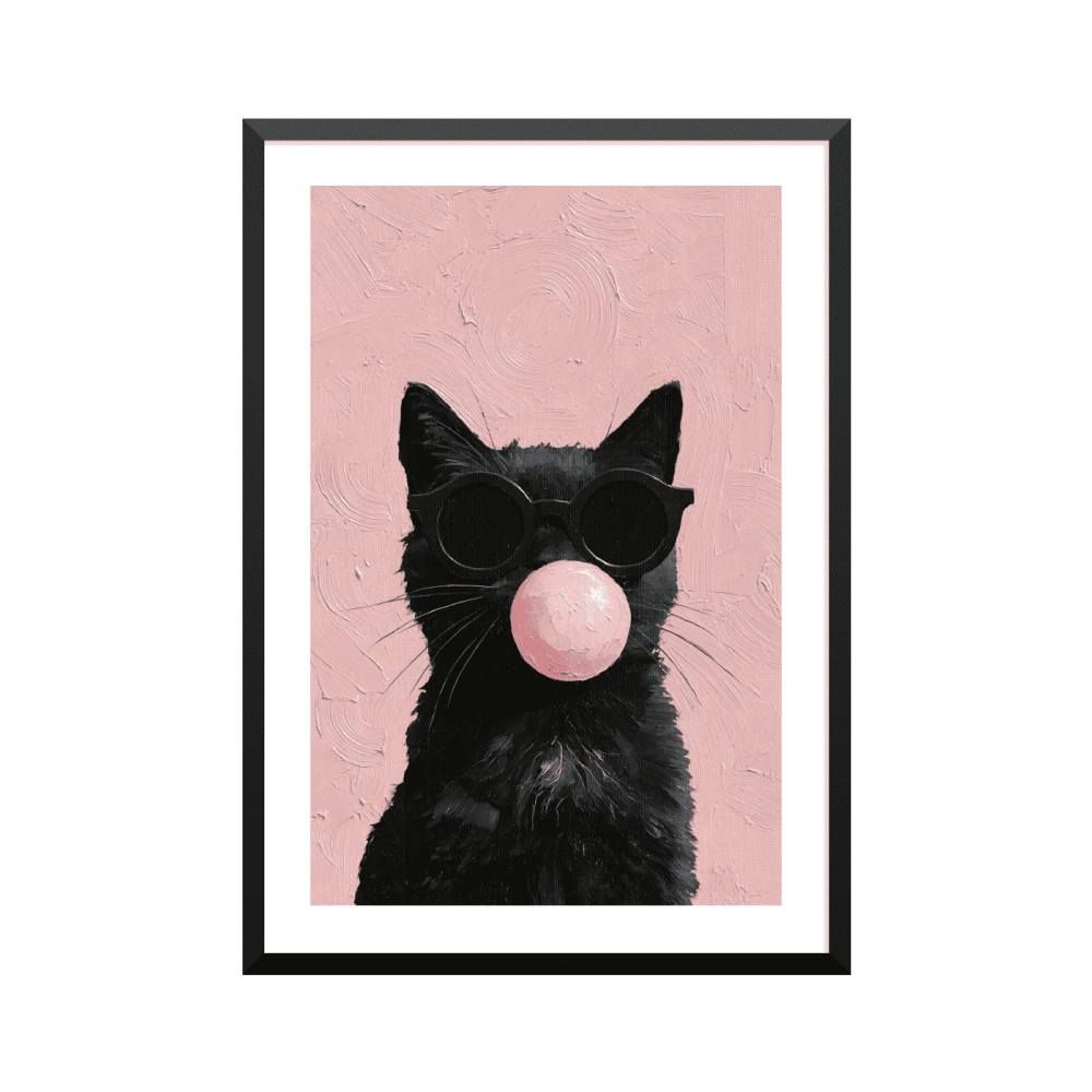 Plakat: Black Cat, Pink Bubble