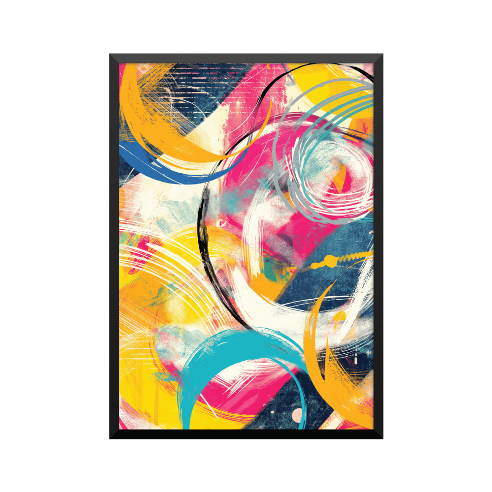 Plakat: Farverig abstrakt plakat, moderne kunst til stuen 03030